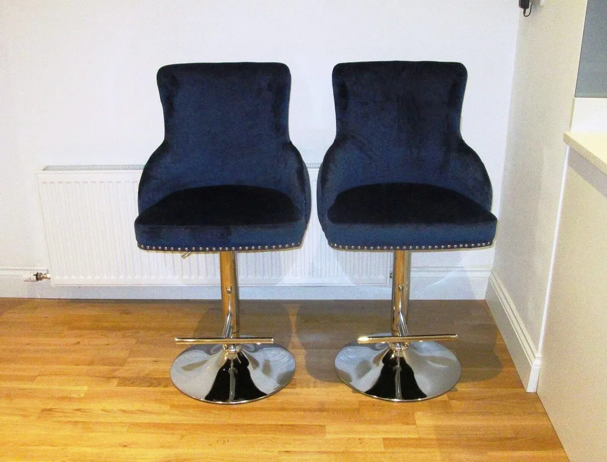 Bar Stools Navy Velvet - Image 1