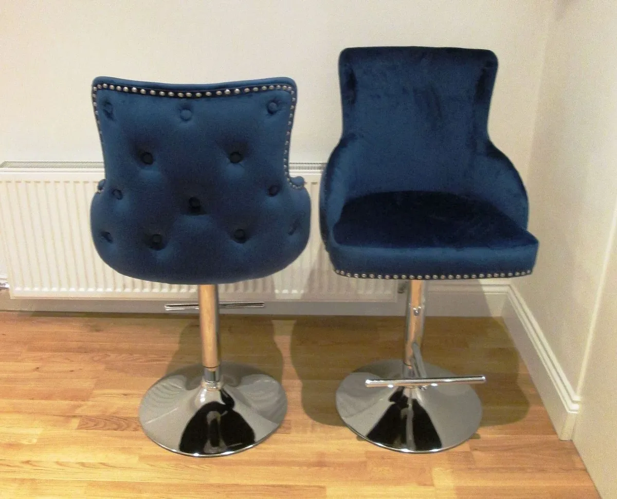 Bar Stools Navy Velvet - Image 2