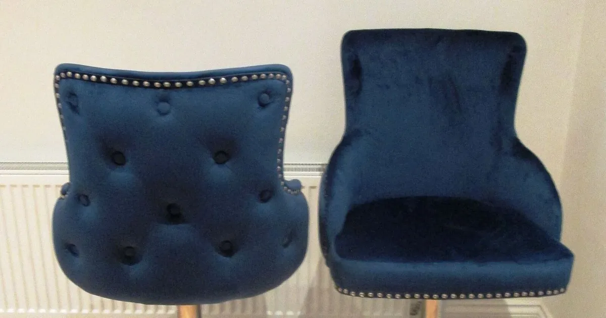 Bar Stools Navy Velvet - Image 3