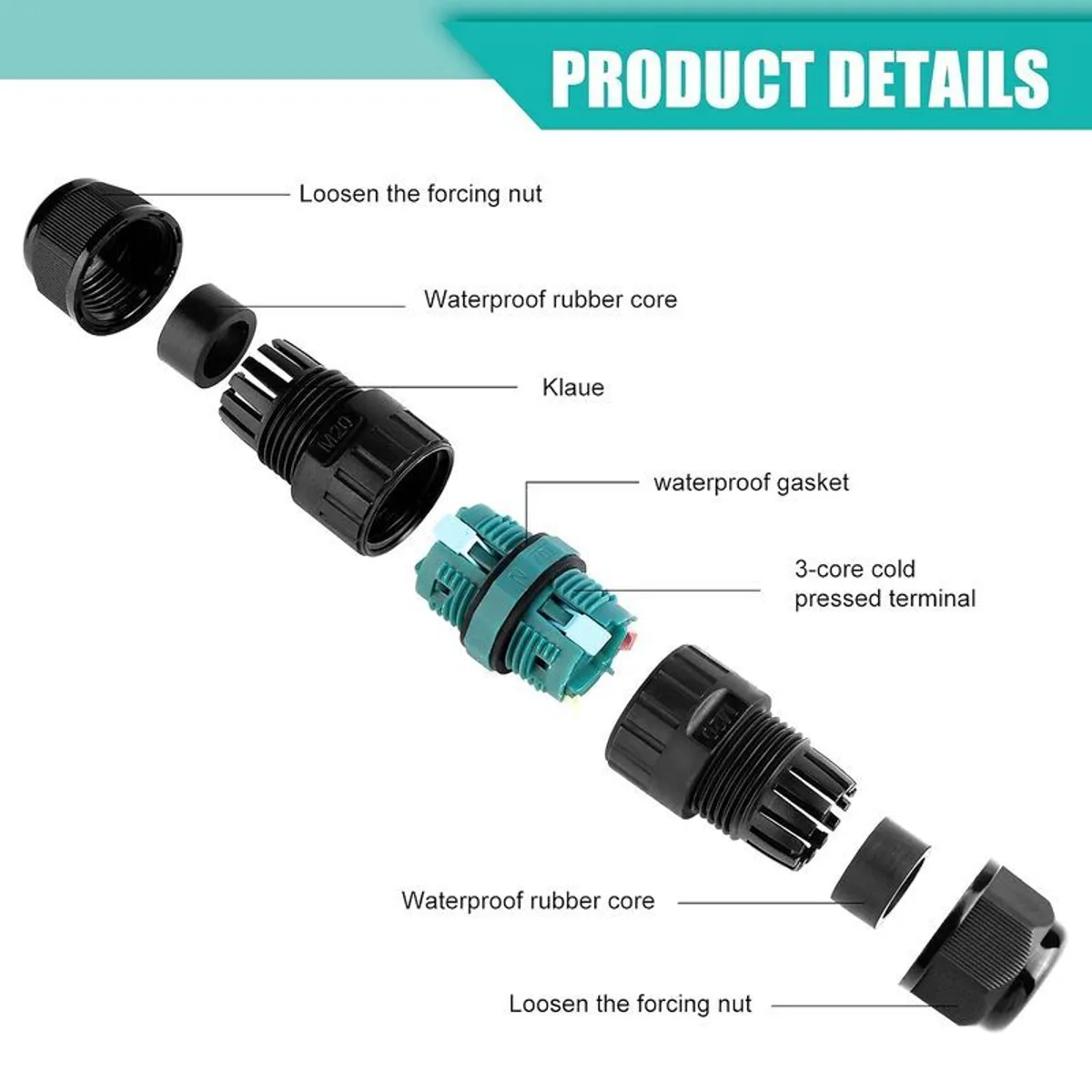 LED Floodlight CCT & 3 Pin Cable Connector - Image 2