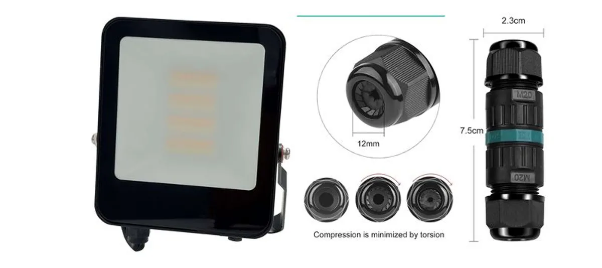 LED Floodlight CCT & 3 Pin Cable Connector - Image 4