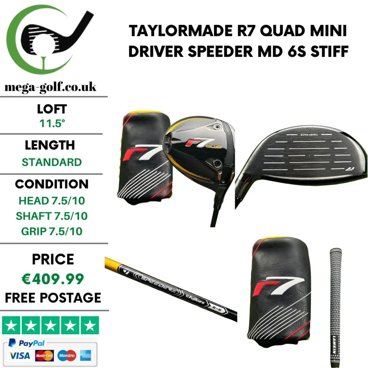 Taylormade R7 Quad Mini Driver / 11.5° / Stiff - Image 1