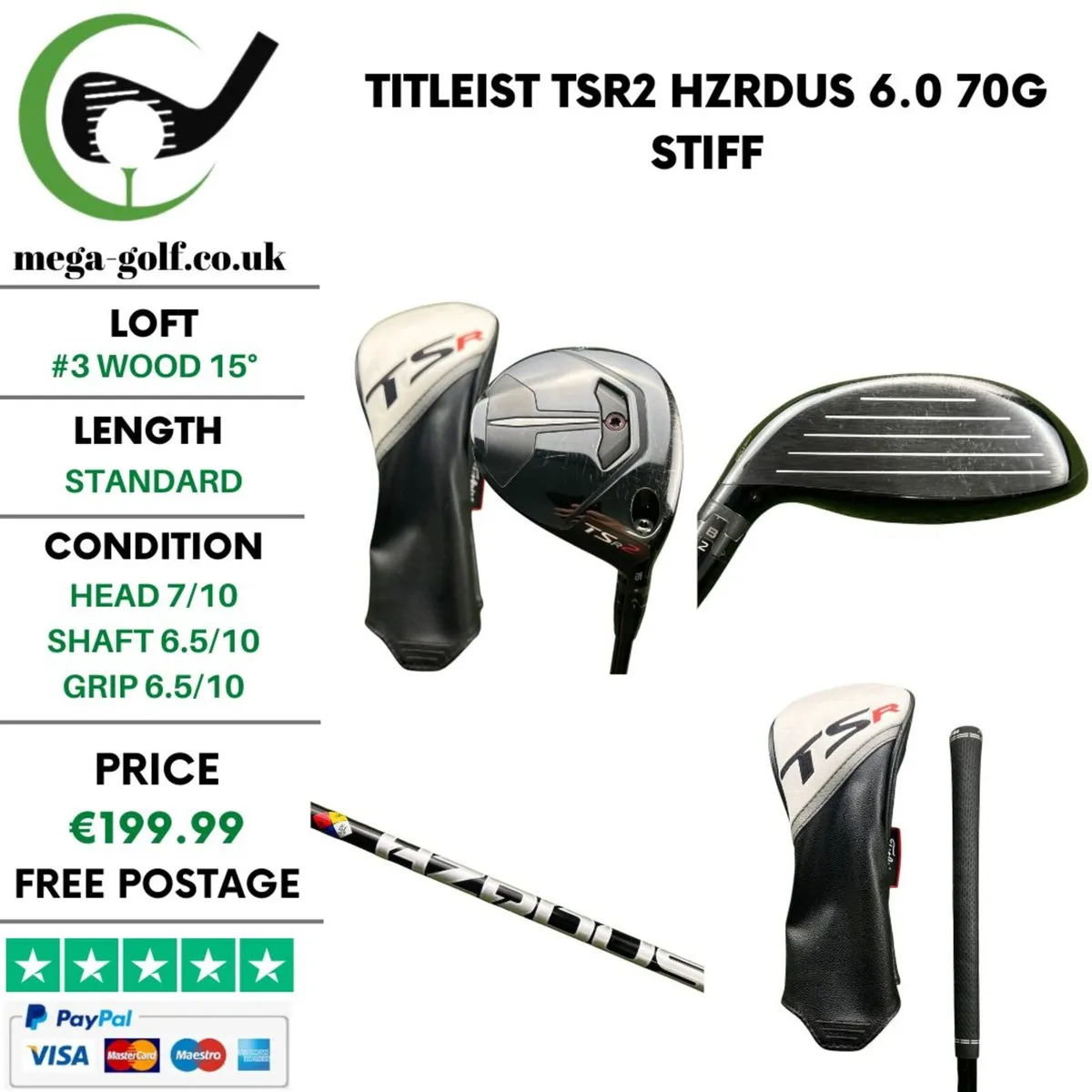 Titleist TSR2 #3 Wood 15° / Hzrdus 6.0 70G Stiff - Image 1