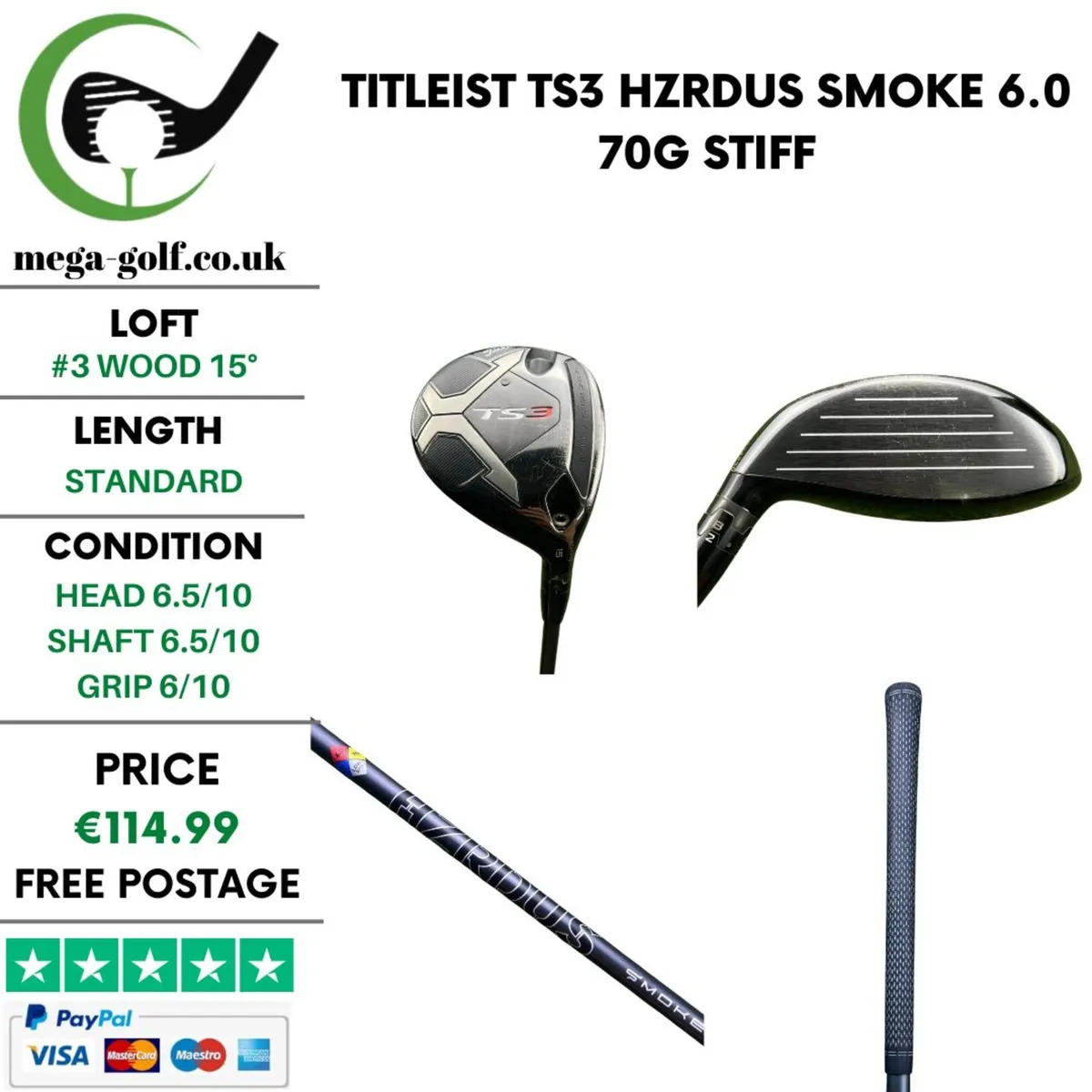 Titleist TS3 #3 Wood 15° / Stiff - Image 1