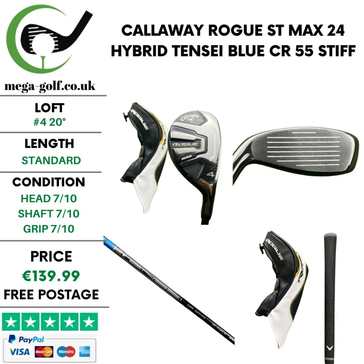 Callaway Rogue ST Max 24 Hybrid / #4 20° / Stiff - Image 1