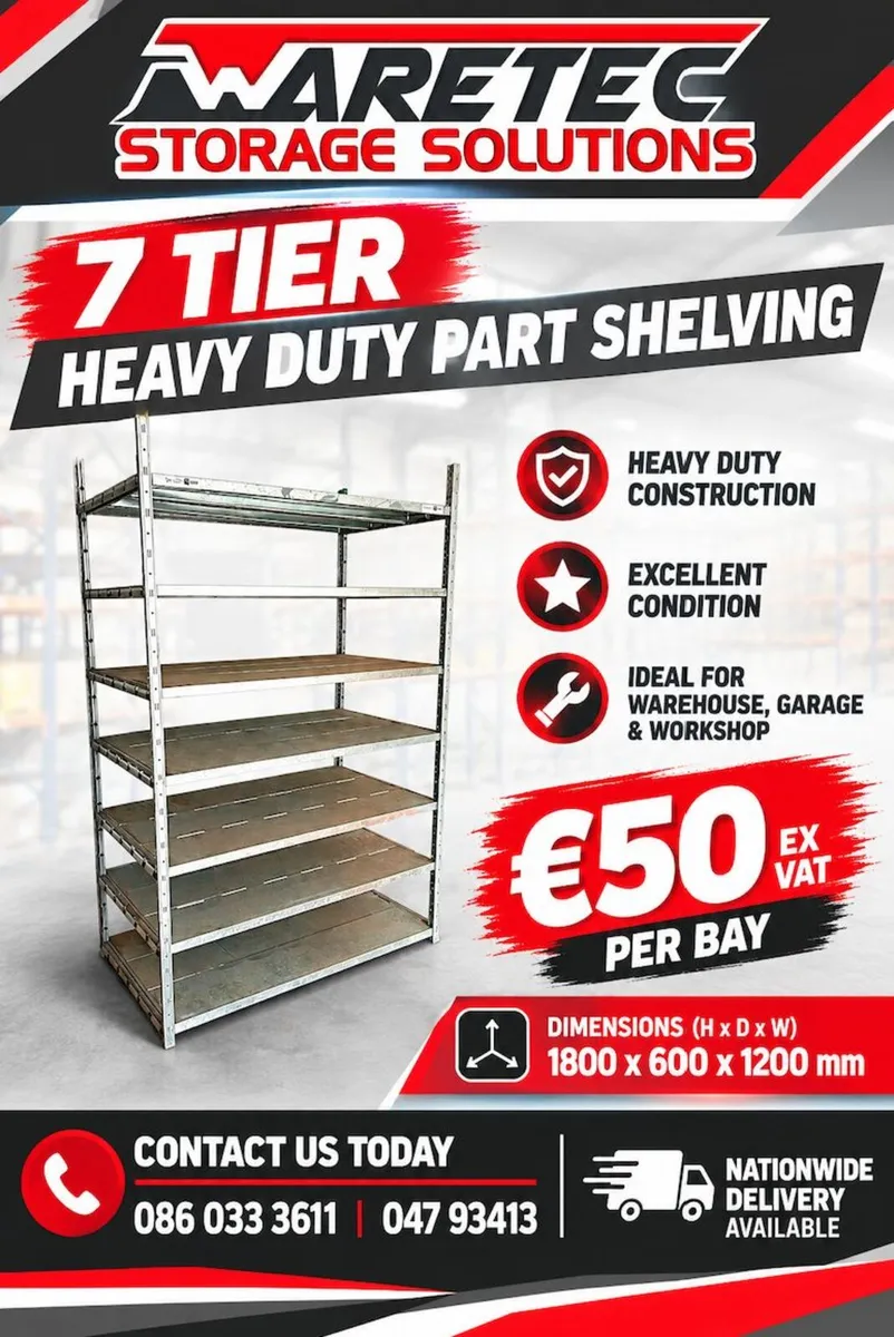 7 tier heavy duty part shelving