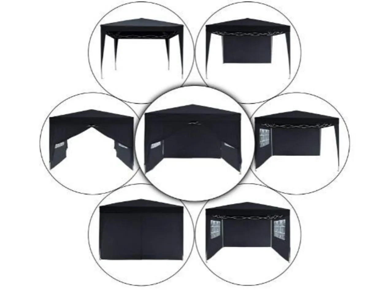 3x3m Folding Waterproof Gazebo with Side Panels - Image 4