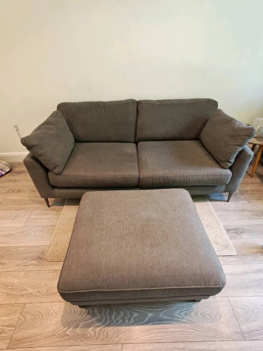 EZ Living 3 Seater Sofa & Matching Footstool - Image 3