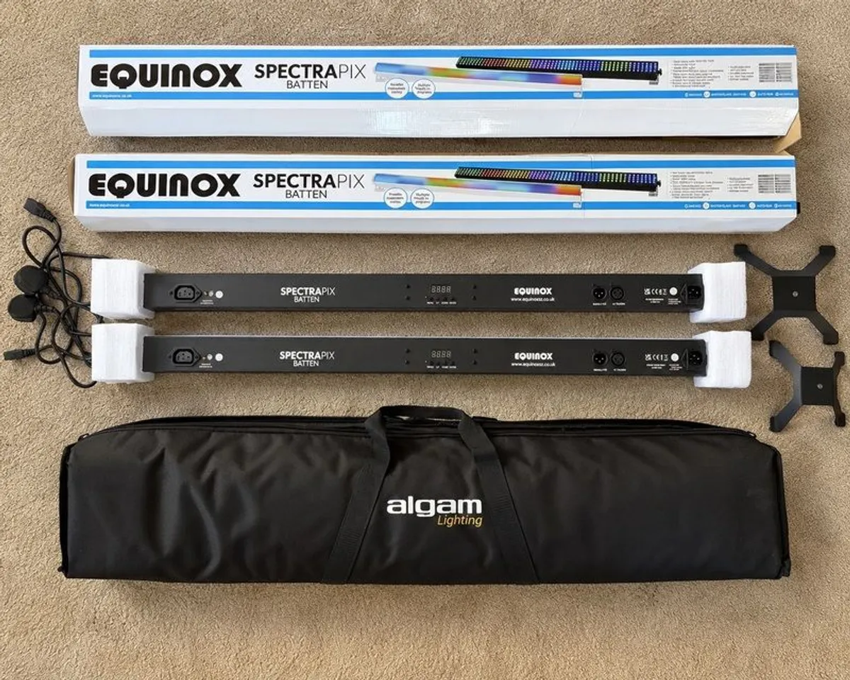 2 x Equinox SpectraPix RGB LED Battens and Bag Unused Mint - Image 1