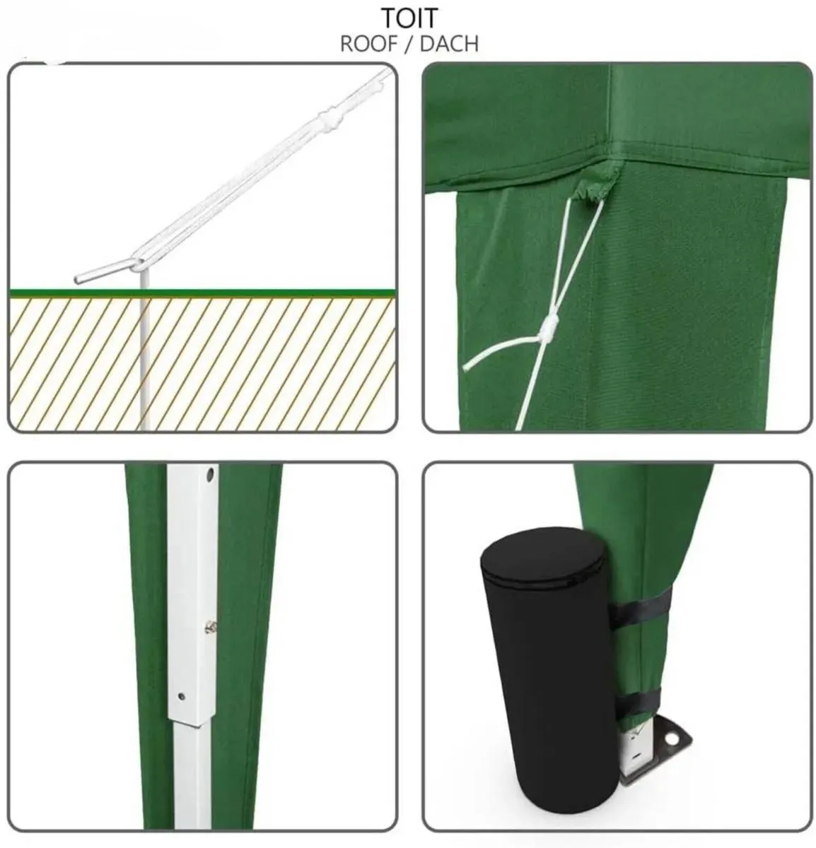 Gazebo 3m x 3m Folding Canopy Tent with Weights - Image 2
