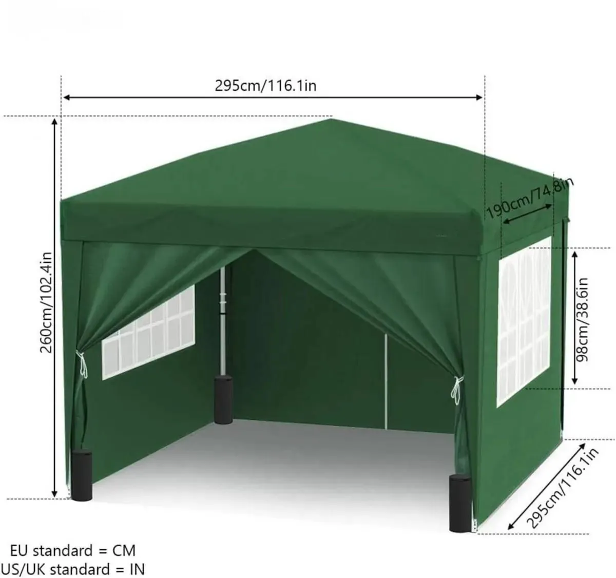 Gazebo 3m x 3m Folding Canopy Tent with Weights - Image 1