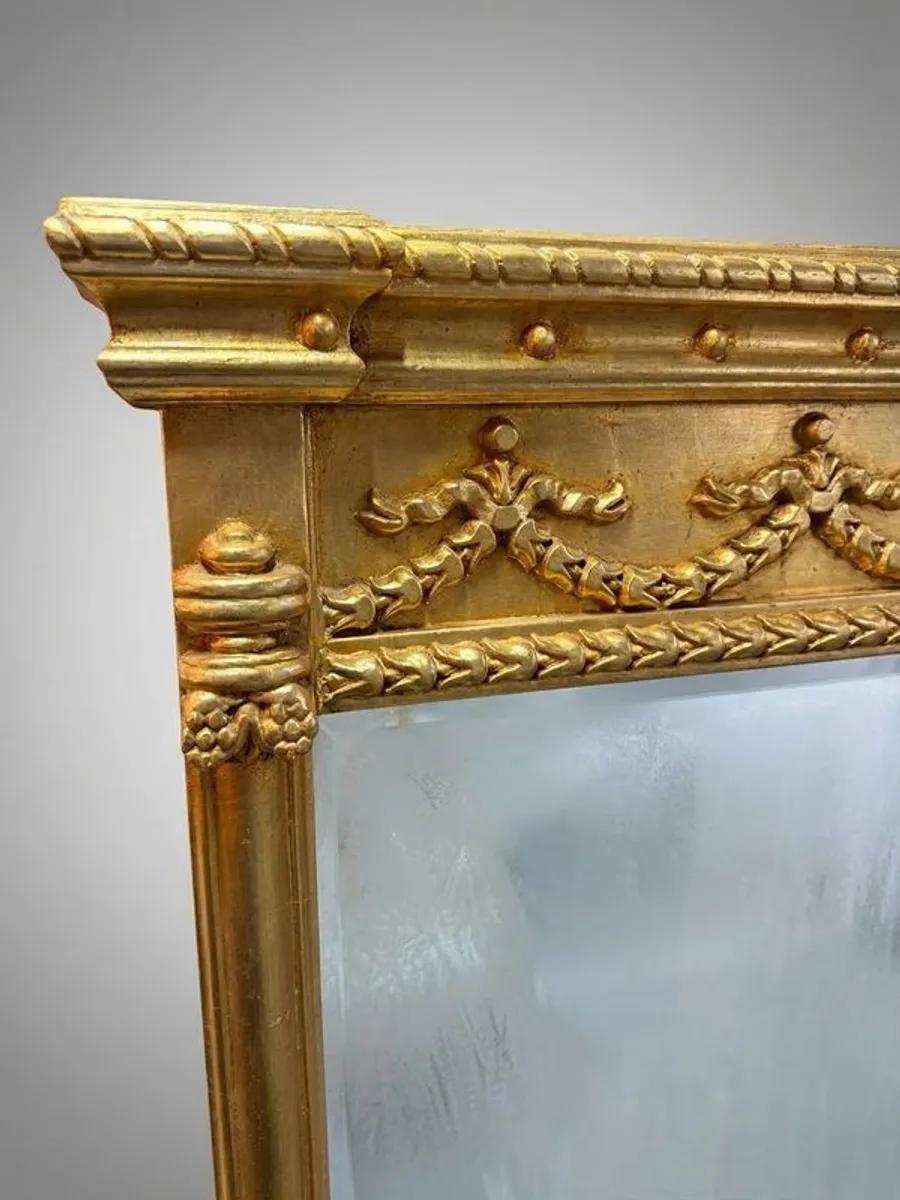 Large Regency Style Carved Giltwood Overmantel Mirror - Image 2