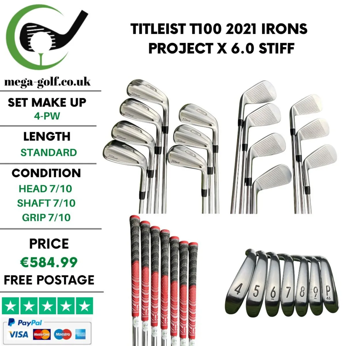 Titleist T100 2021 Irons / 4-Pw / Stiff - Image 1