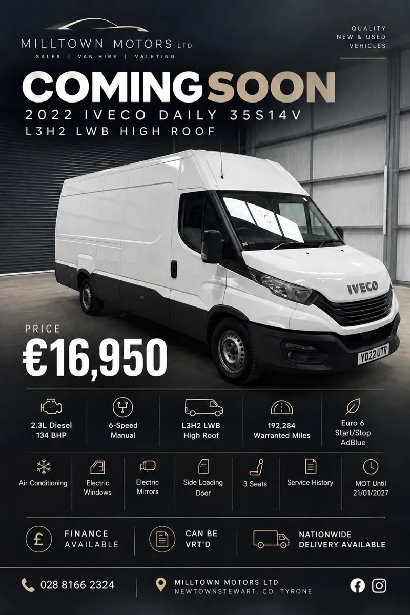 2022 Iveco Daily 35S14V L3H2 LWB HIGH ROOF - Image 1