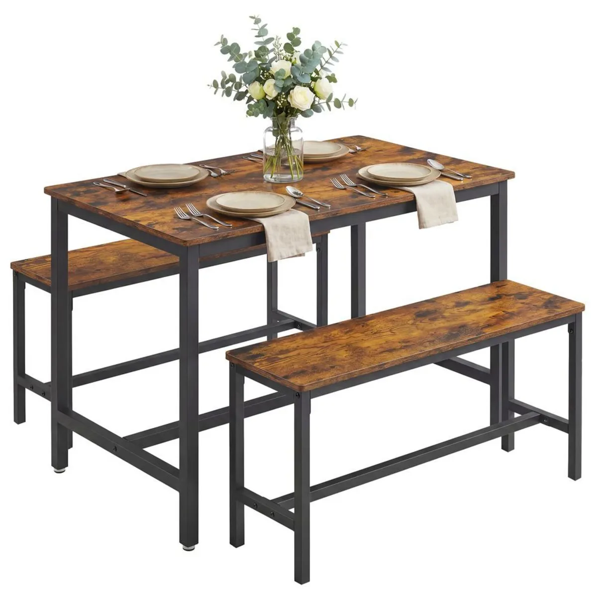 Dining Table With 2 Benches - FREE P&P - Image 2