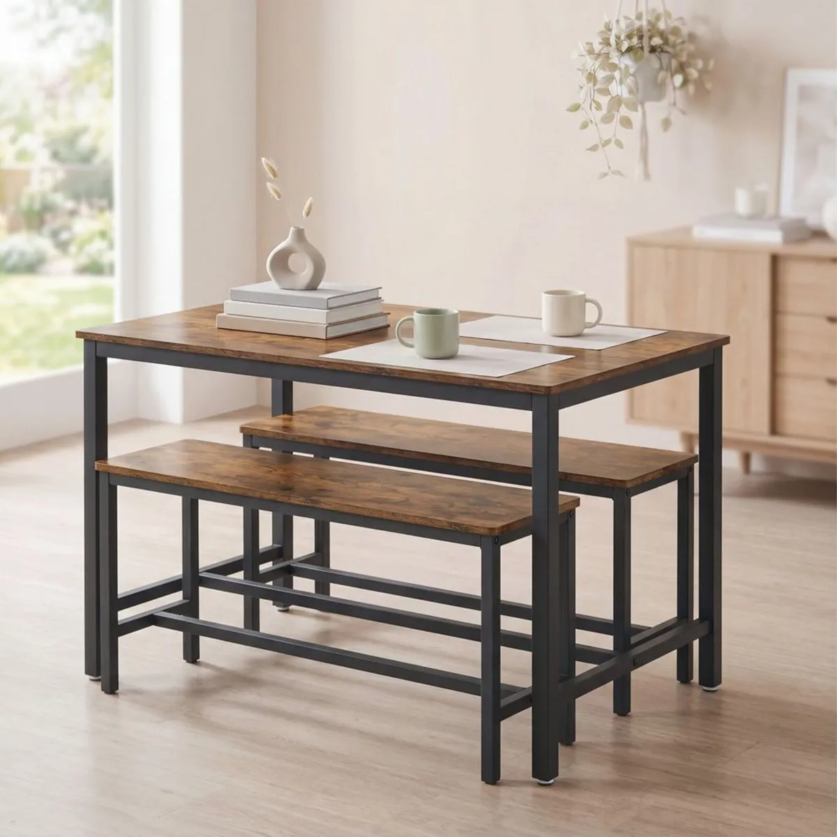 Dining Table With 2 Benches - FREE P&P - Image 4