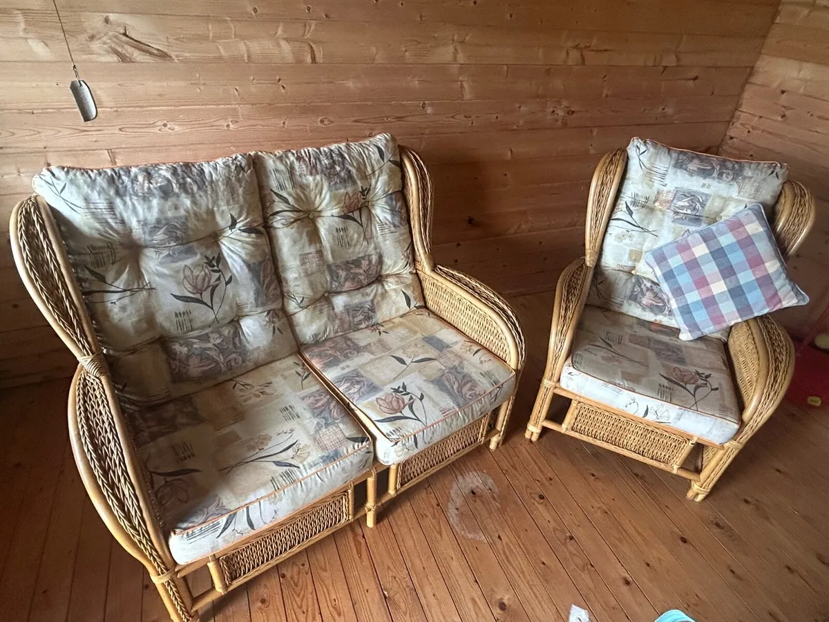 Cane Conservatory Suite - 2 Seater plus 2 Armchair - Image 2