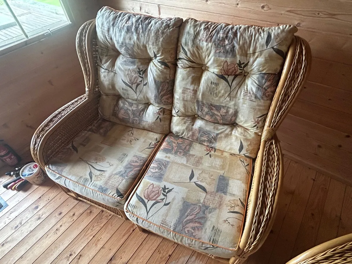 Cane Conservatory Suite - 2 Seater plus 2 Armchair - Image 3