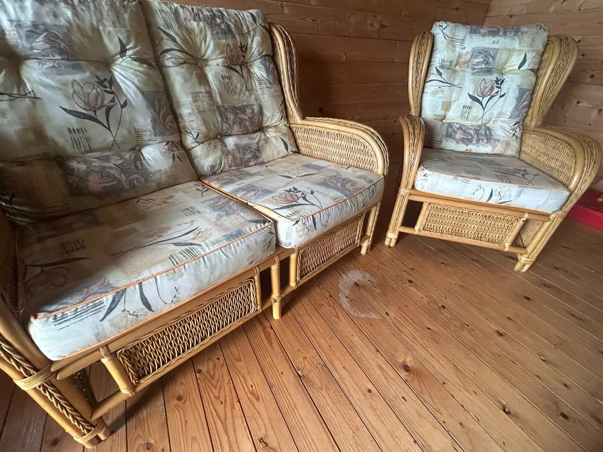 Cane Conservatory Suite - 2 Seater plus 2 Armchair - Image 4