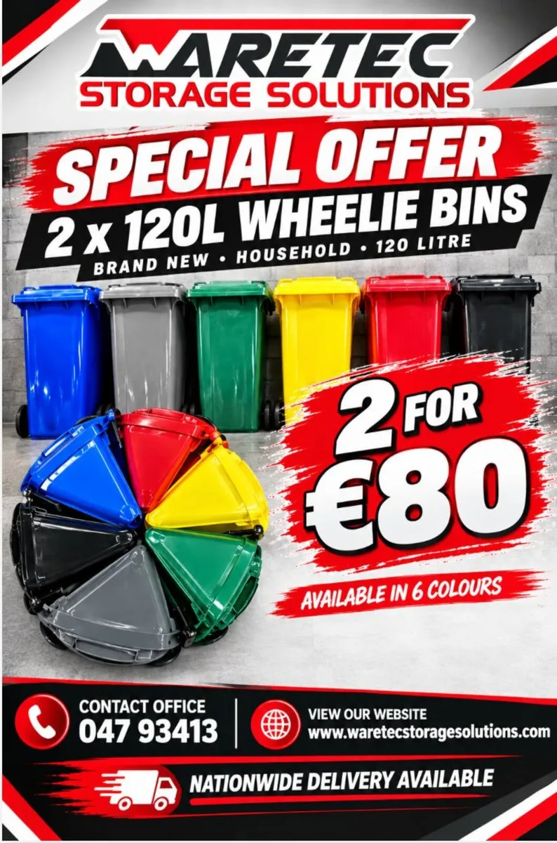 2x brand new wheelie bins - Image 1