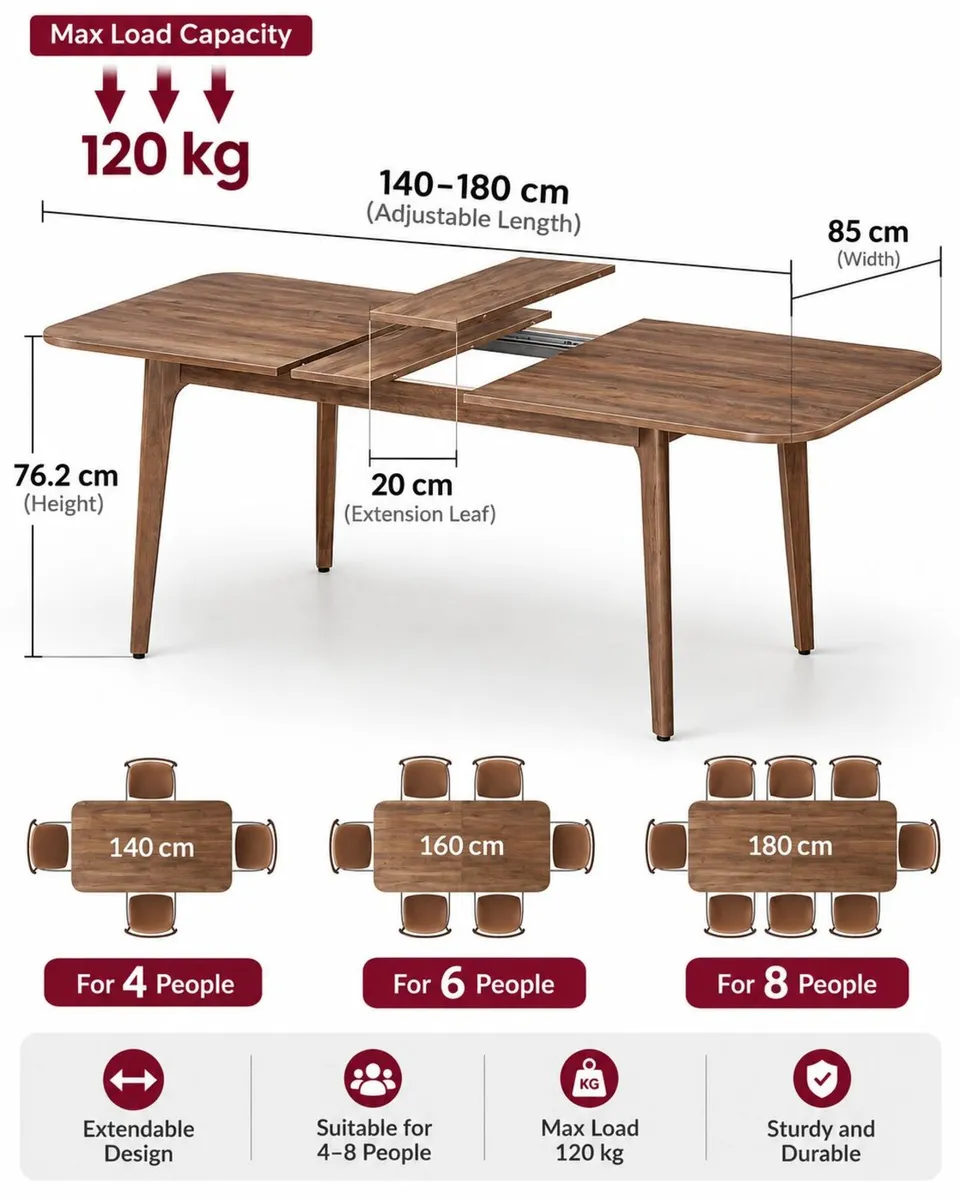 Dining table with extendable table top - FREE P&P - Image 4