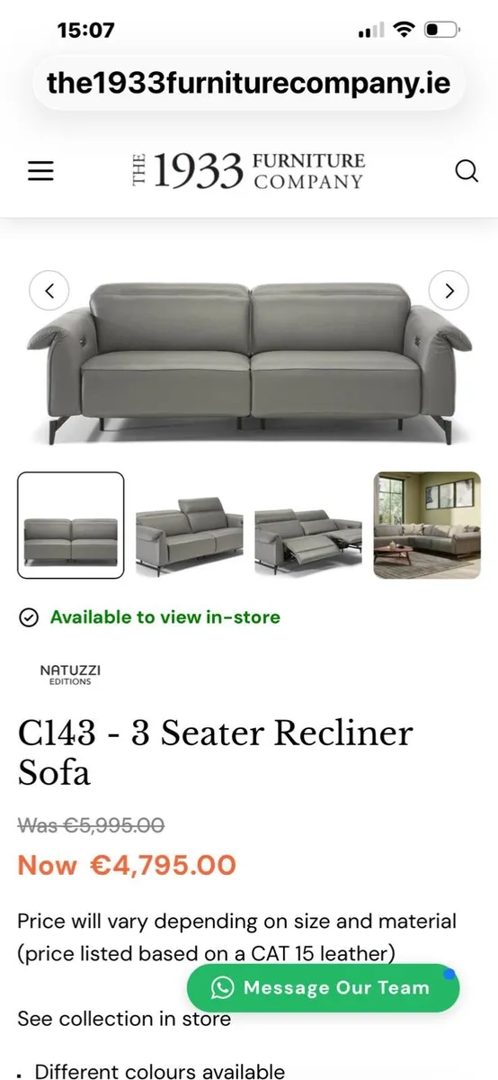 Natuzzi 3seater leather sofa like new - Image 1
