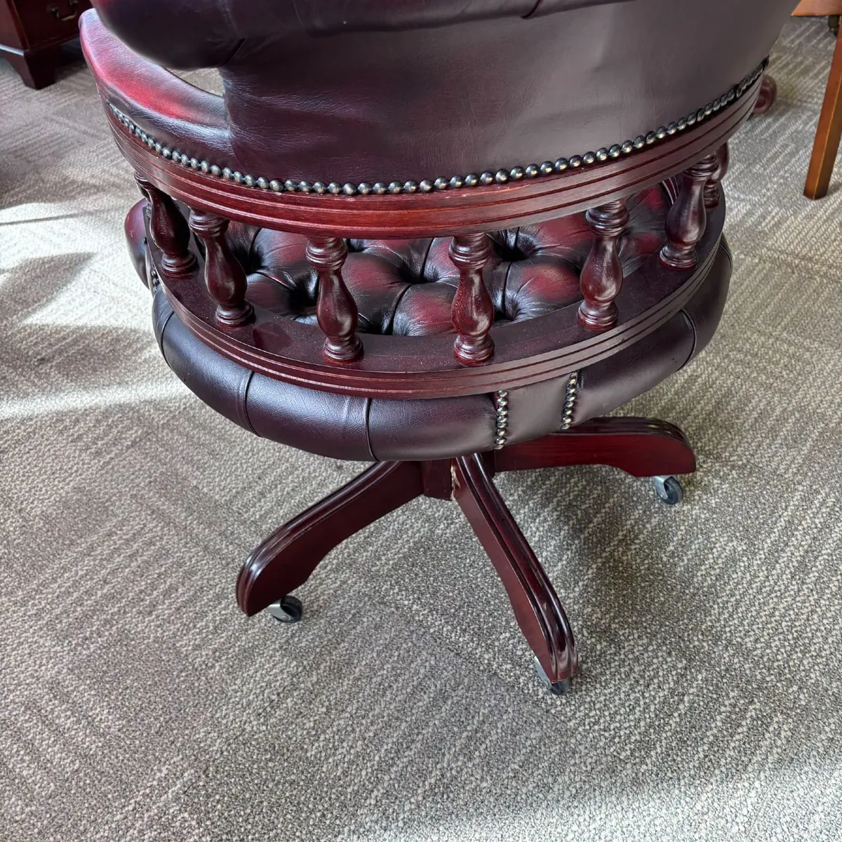Preowned Chesterfield button back swivel oxblood c - Image 3