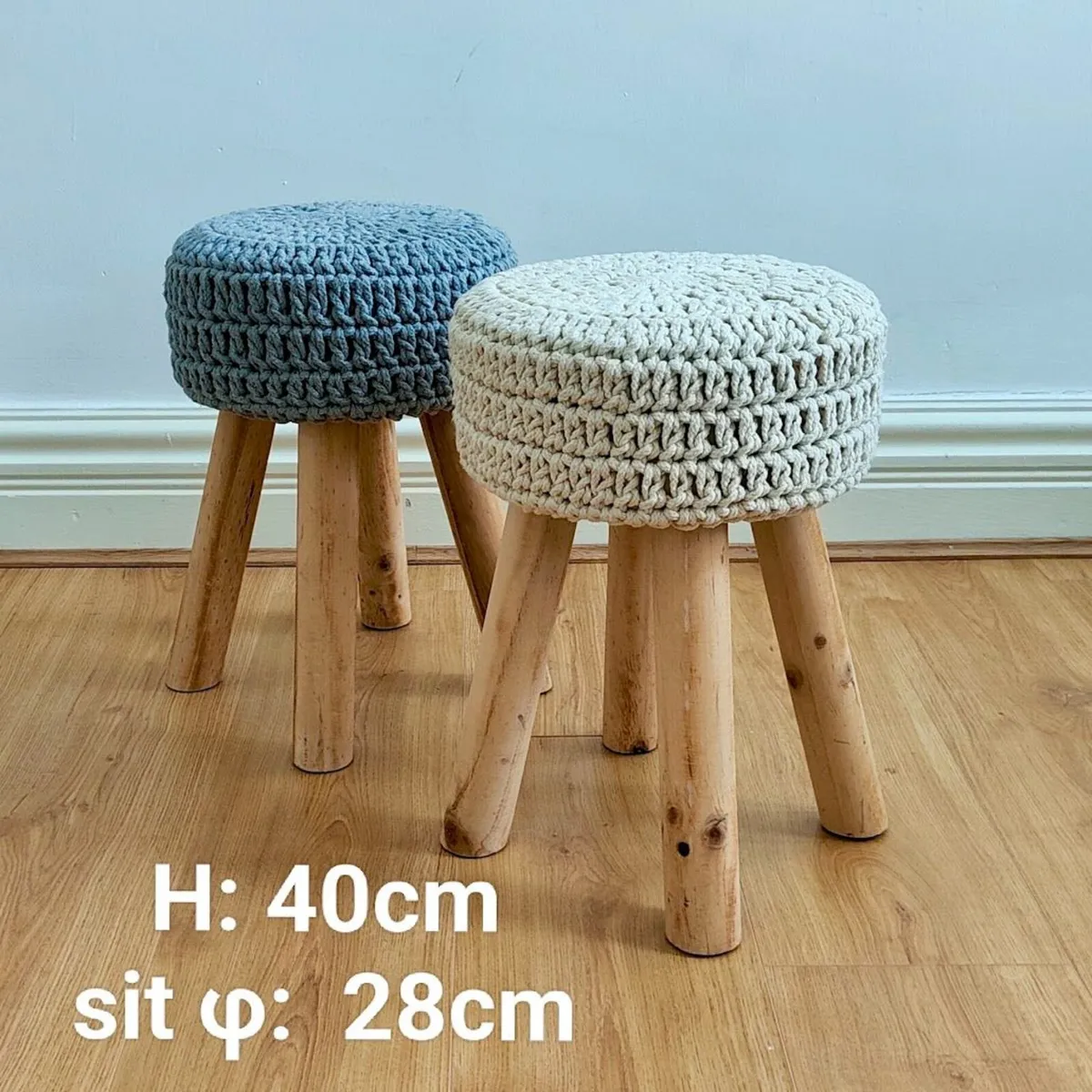Beige Stool - the Boho Style Crochet Cover Top - Image 1