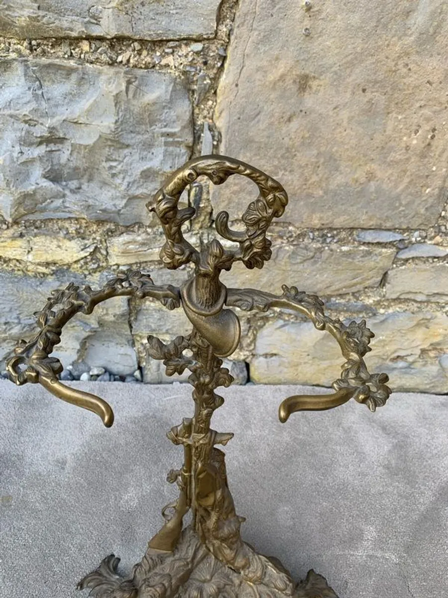 Antique Art Nouveau Brass Hunting Stand. - Image 4