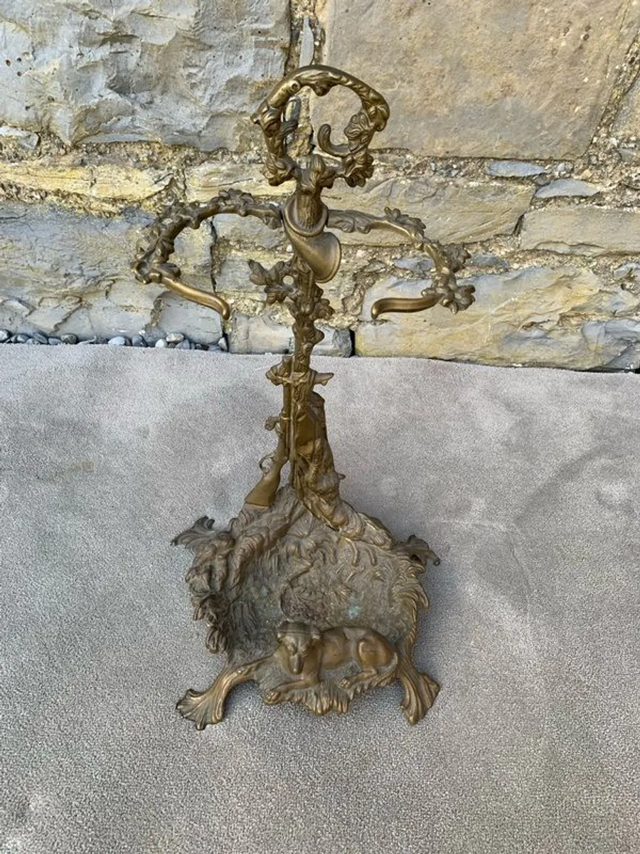 Antique Art Nouveau Brass Hunting Stand. - Image 1
