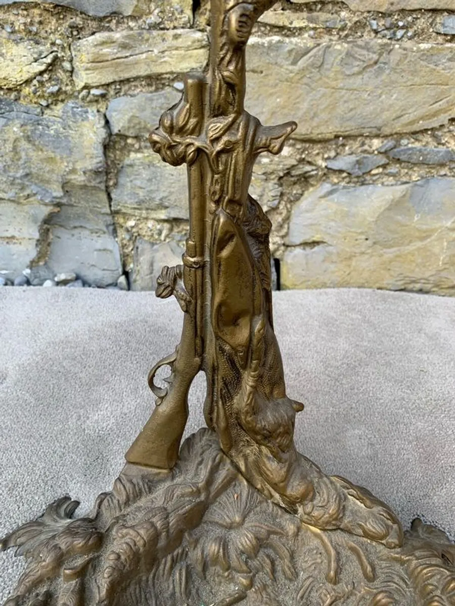 Antique Art Nouveau Brass Hunting Stand. - Image 3