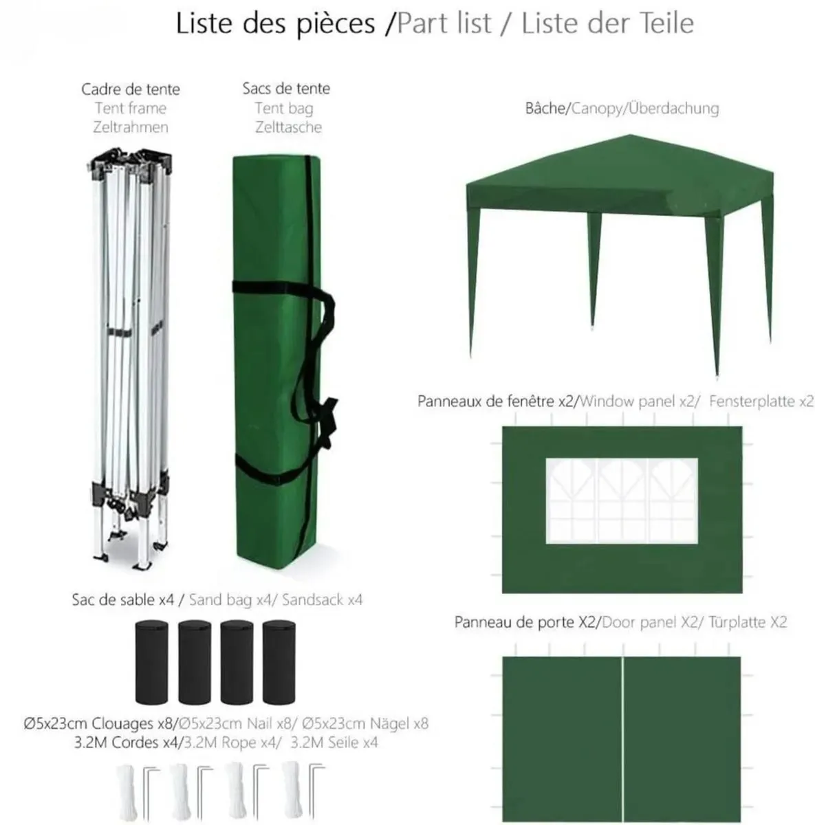 Gazebo 3m x 3m Marquee Tent with 4 Weight Bags - Image 3