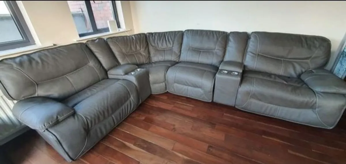 cinema room reclining leather sofa - Image 2