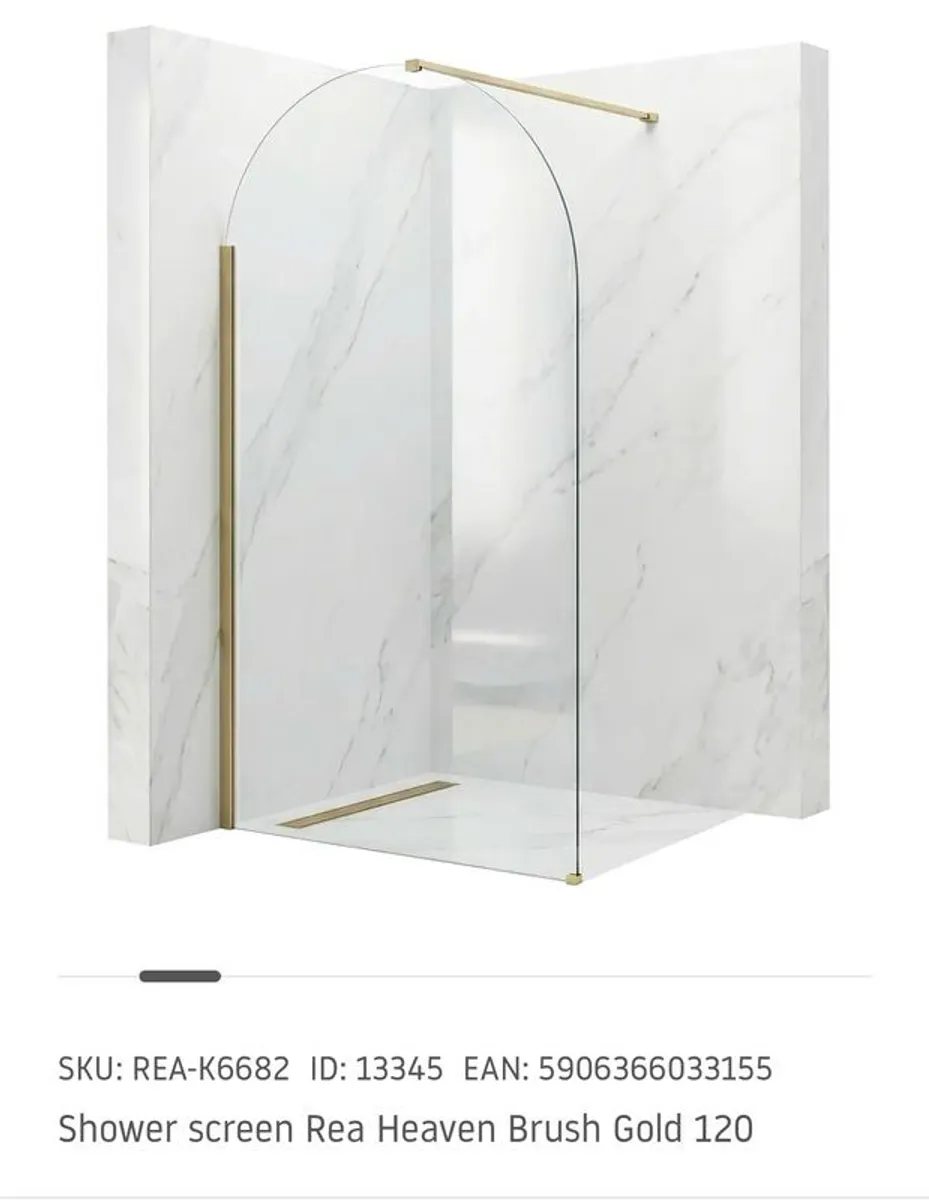 Brushed brass arched shower screen 1200mm - Image 2