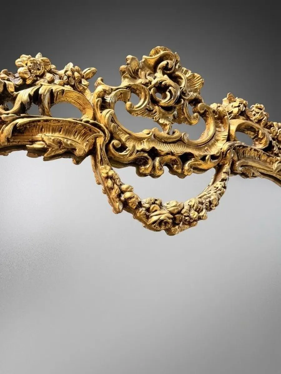 French Style Ornate Giltwood Panel Mirror - Image 3