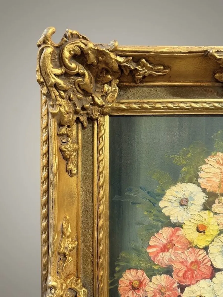 Rich Floral Still Life Ornate Framed Oil Painting - Image 2