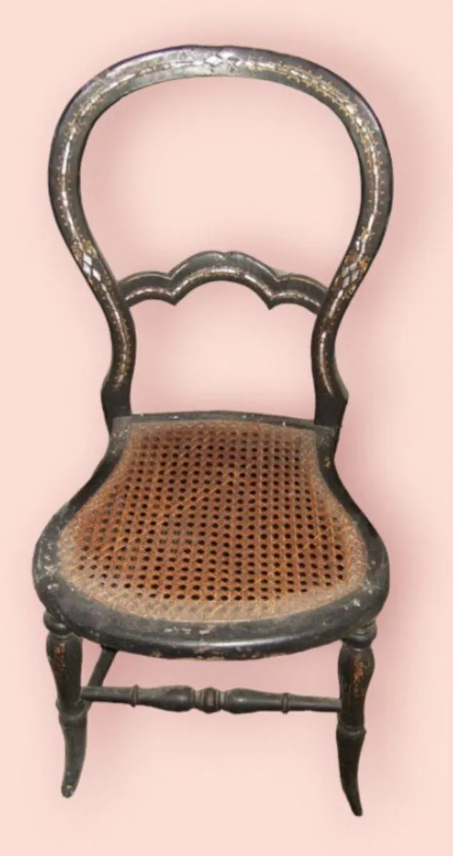 Victorian Ebonised Chair/Mother of Pearl Inlay - Image 4