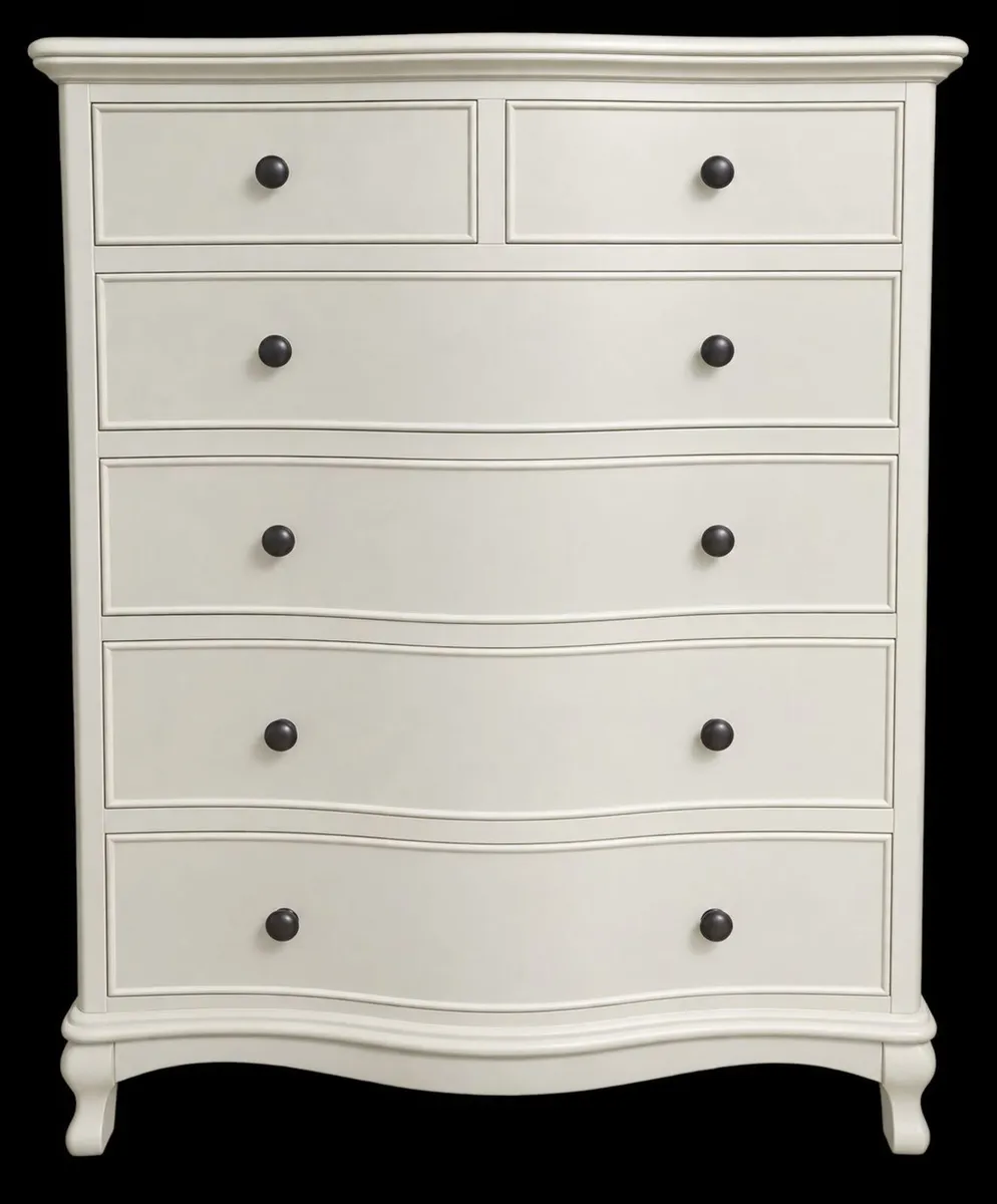 French Style 6 Drawer Bedroom Chest – Cream - Image 3