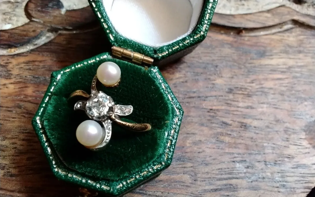 18ct & platinum Diamond & pearl Victorian ring M - Image 3