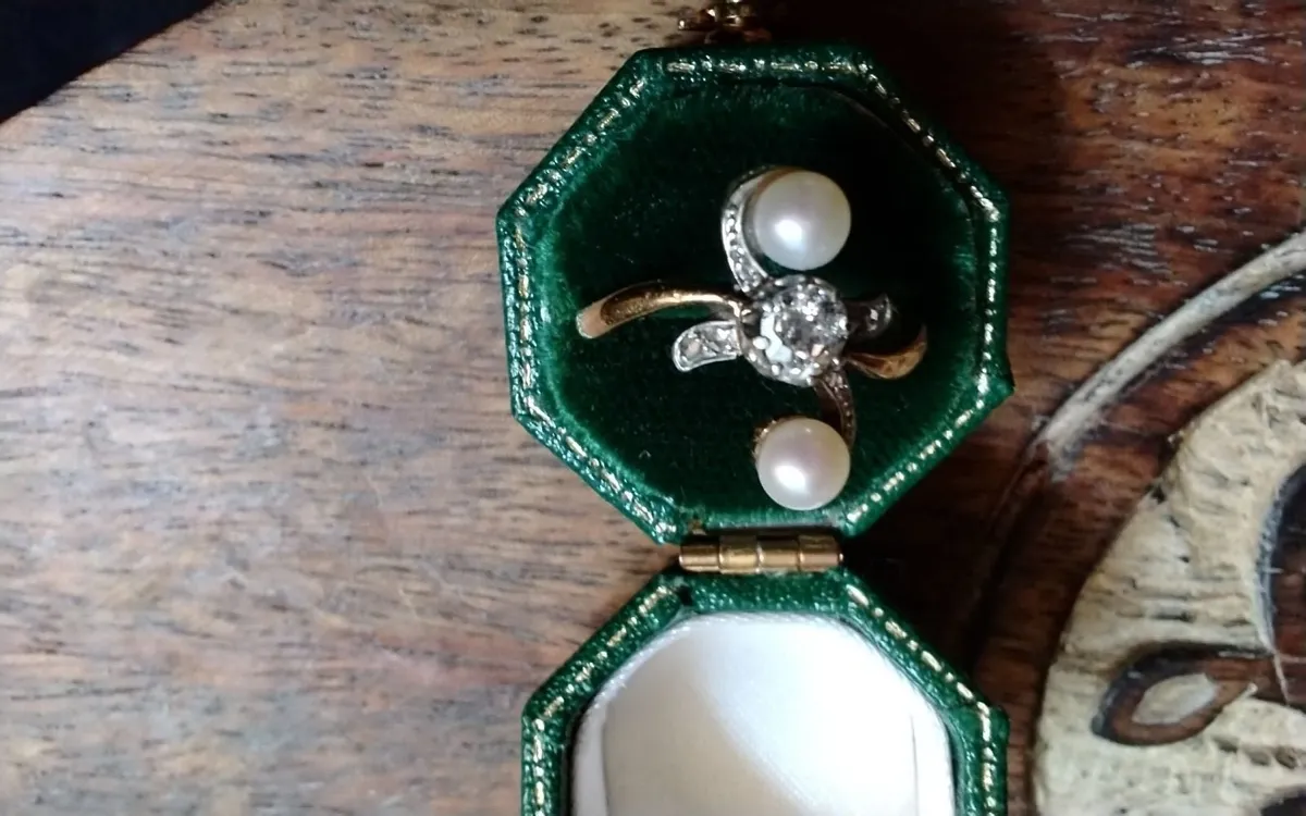 18ct & platinum Diamond & pearl Victorian ring M - Image 2