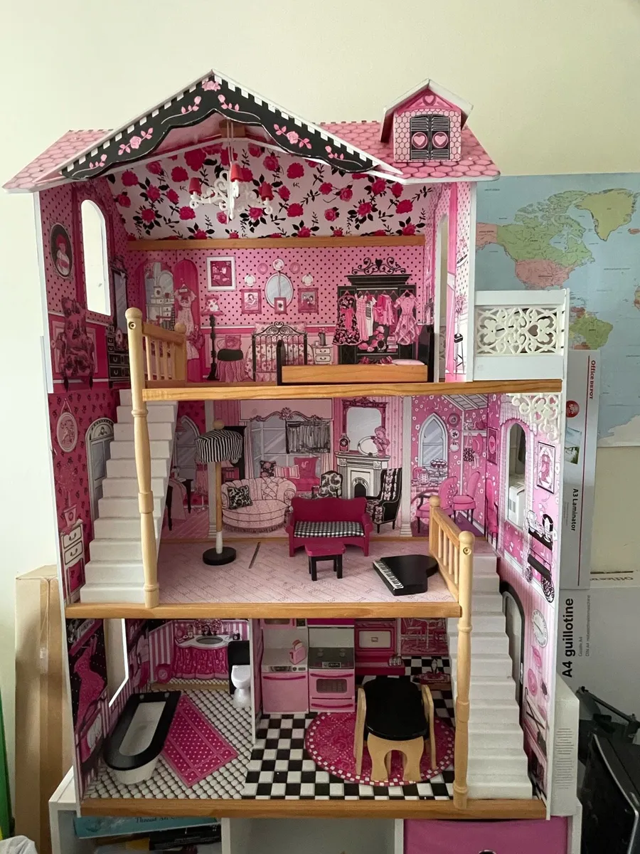 KidKraft wooden 3 storey dolls house - Image 1