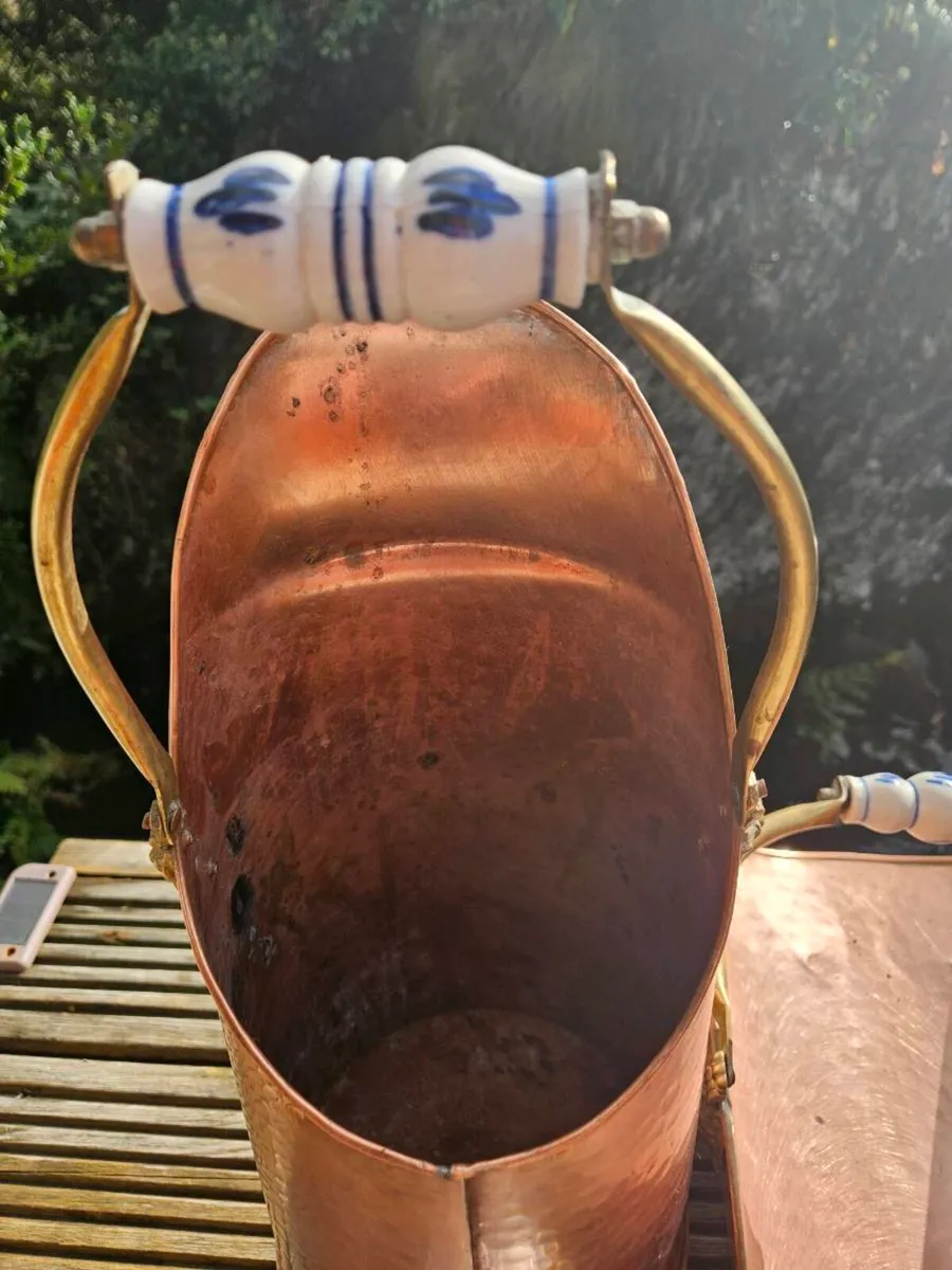 Antique Copper & Brass Coal Scuttle - Delivered - Image 3
