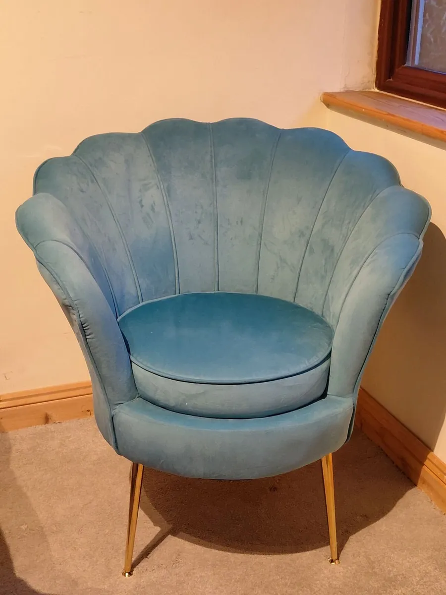 Duck egg velvet chair - Image 1