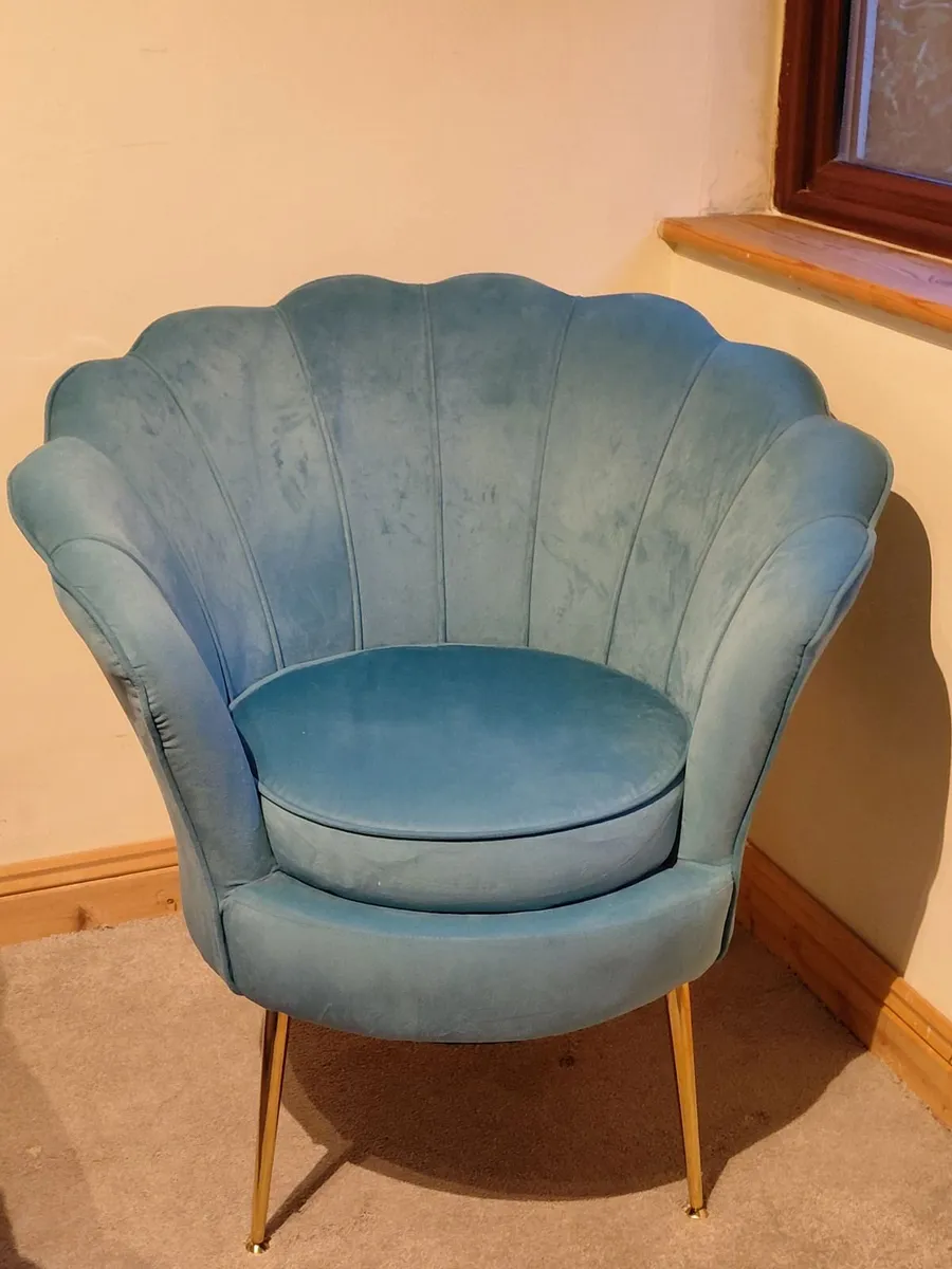 Duck egg velvet chair - Image 2