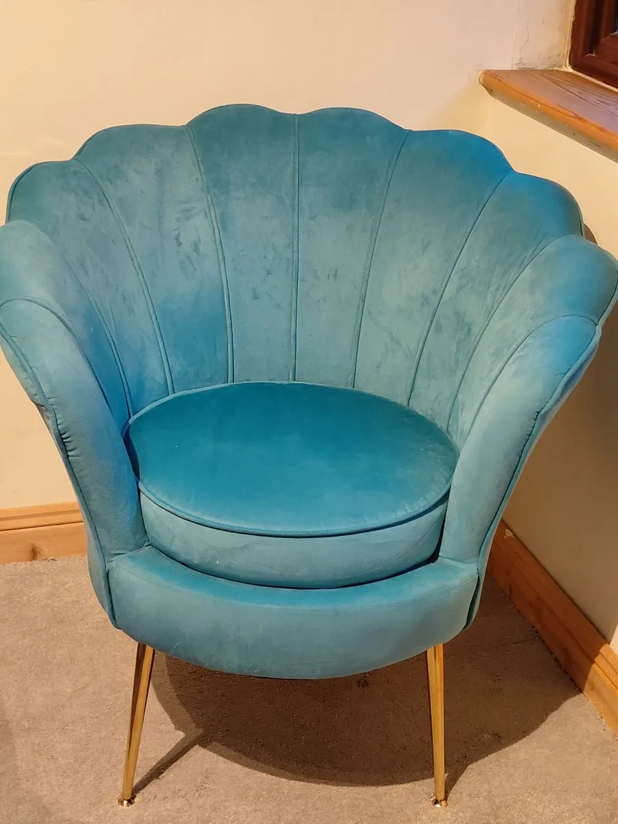 Duck egg velvet chair - Image 3