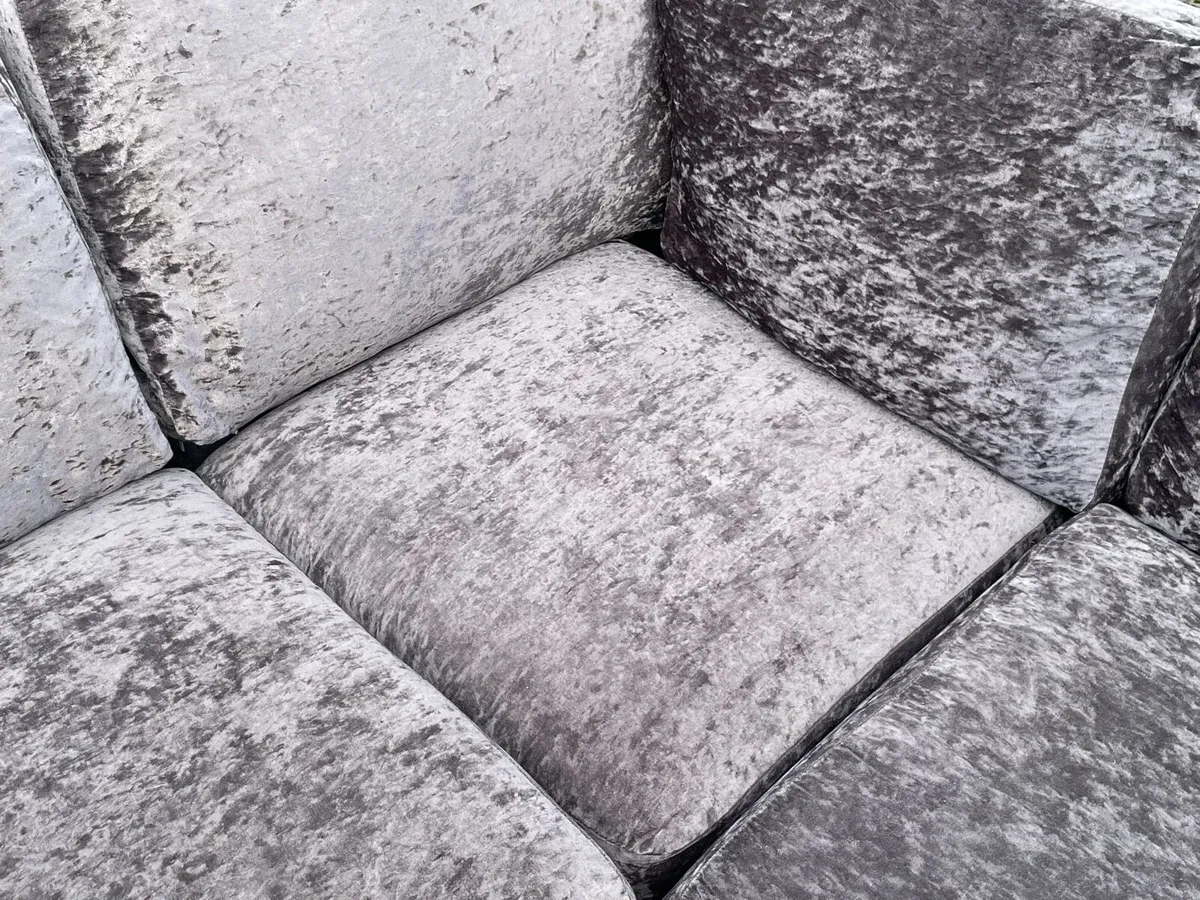 Grey Velvet Corner sofa L shaped couch - Image 2