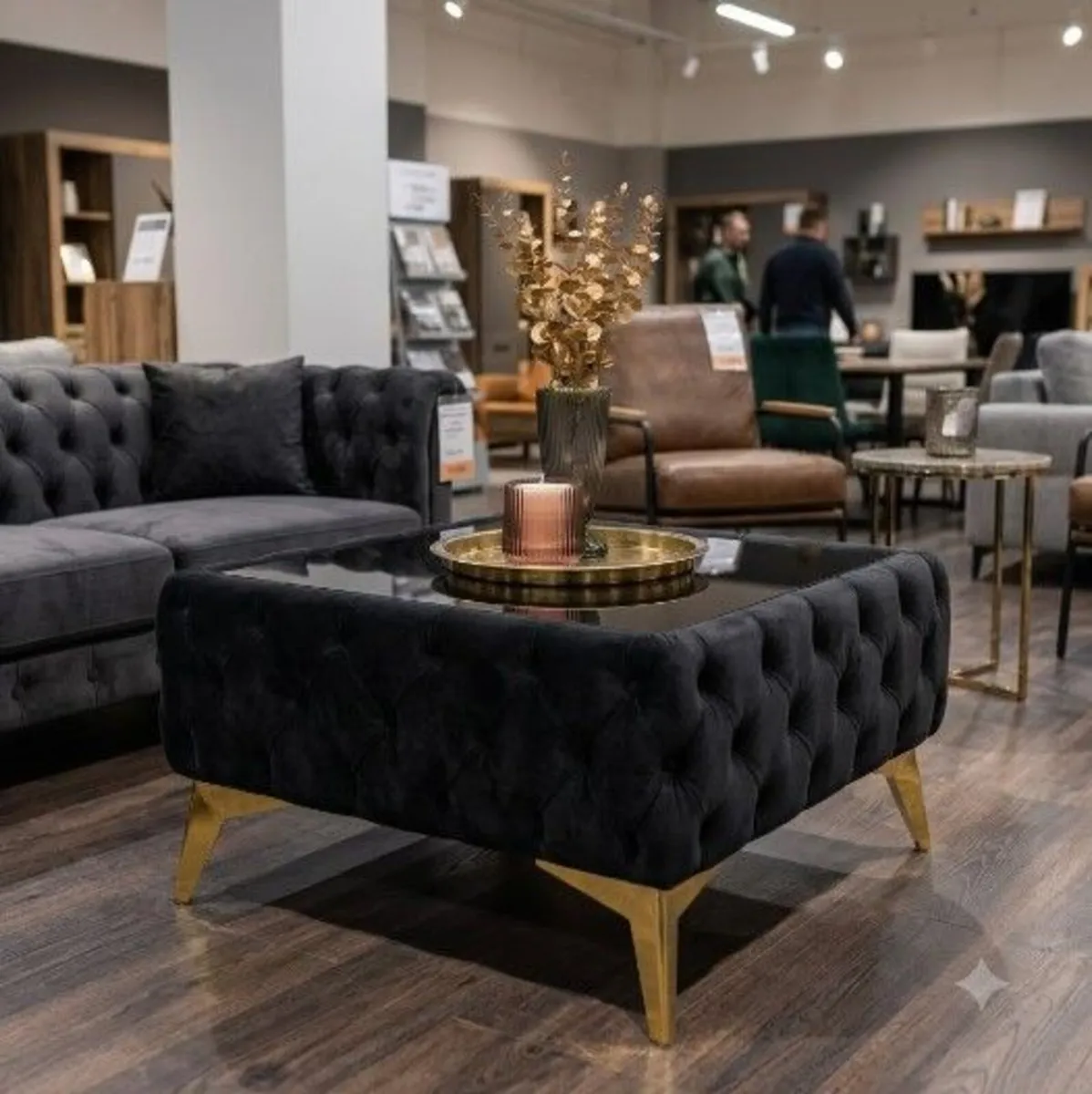 Luxury Velvet Chesterfield Coffee Table (63x63cm) - Image 4