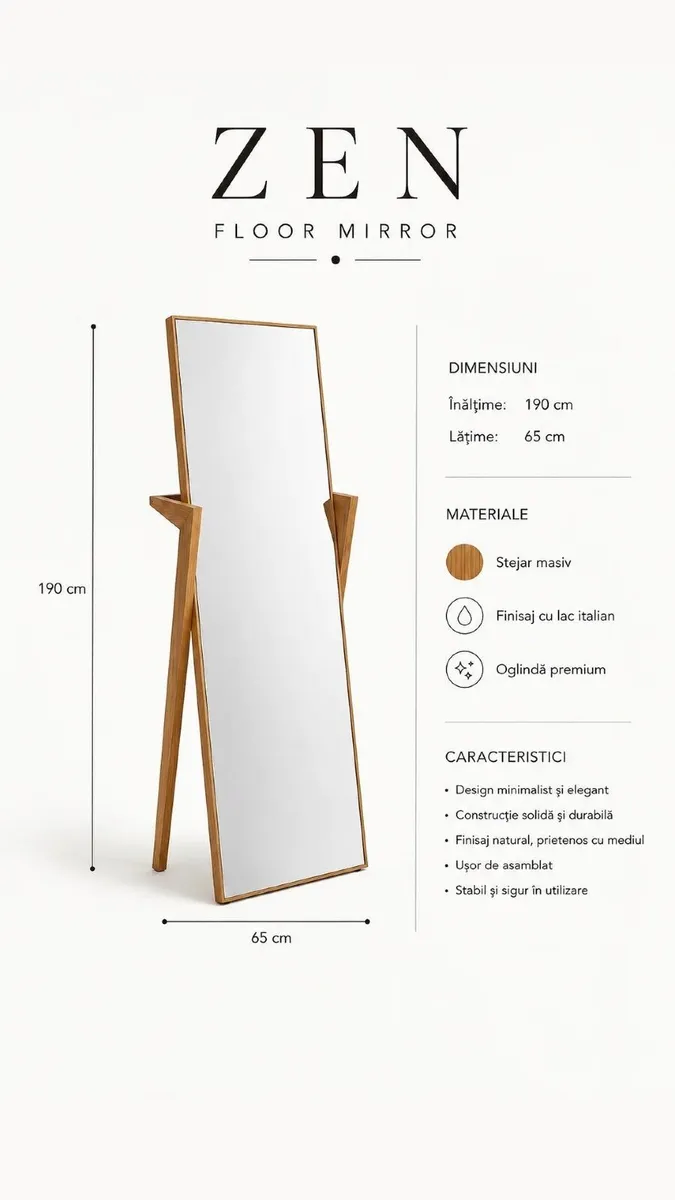 SOLID OAK FULL-LENGTH FLOOR MIRROR - Image 3
