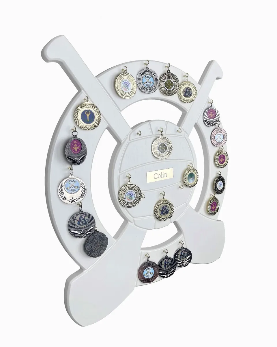 White GAA Football Hurling Camogie Medal Holder - Image 1