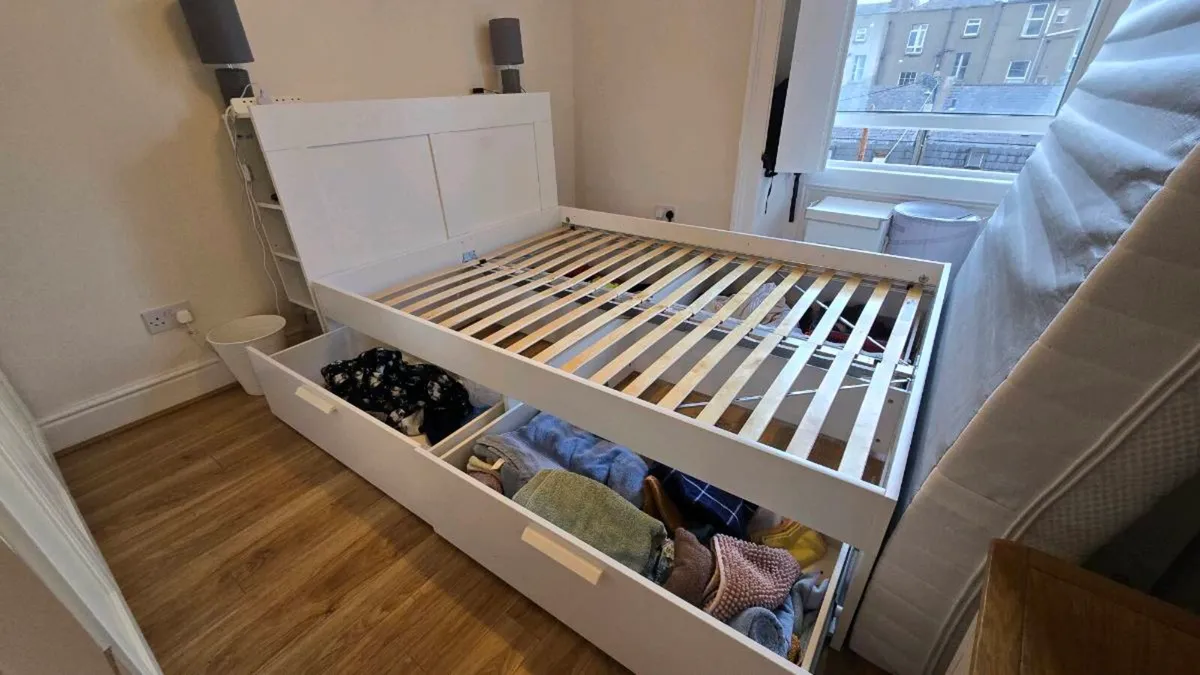 IKEA Kingsize Bedframe w/ Headboard & Storage